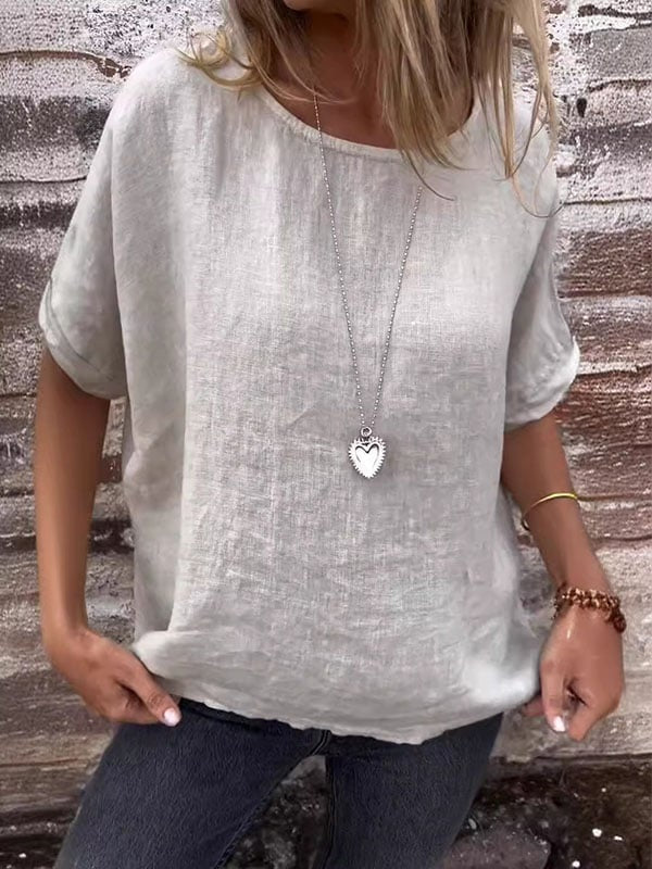 Elena - Summer Loose Crewneck Blouse