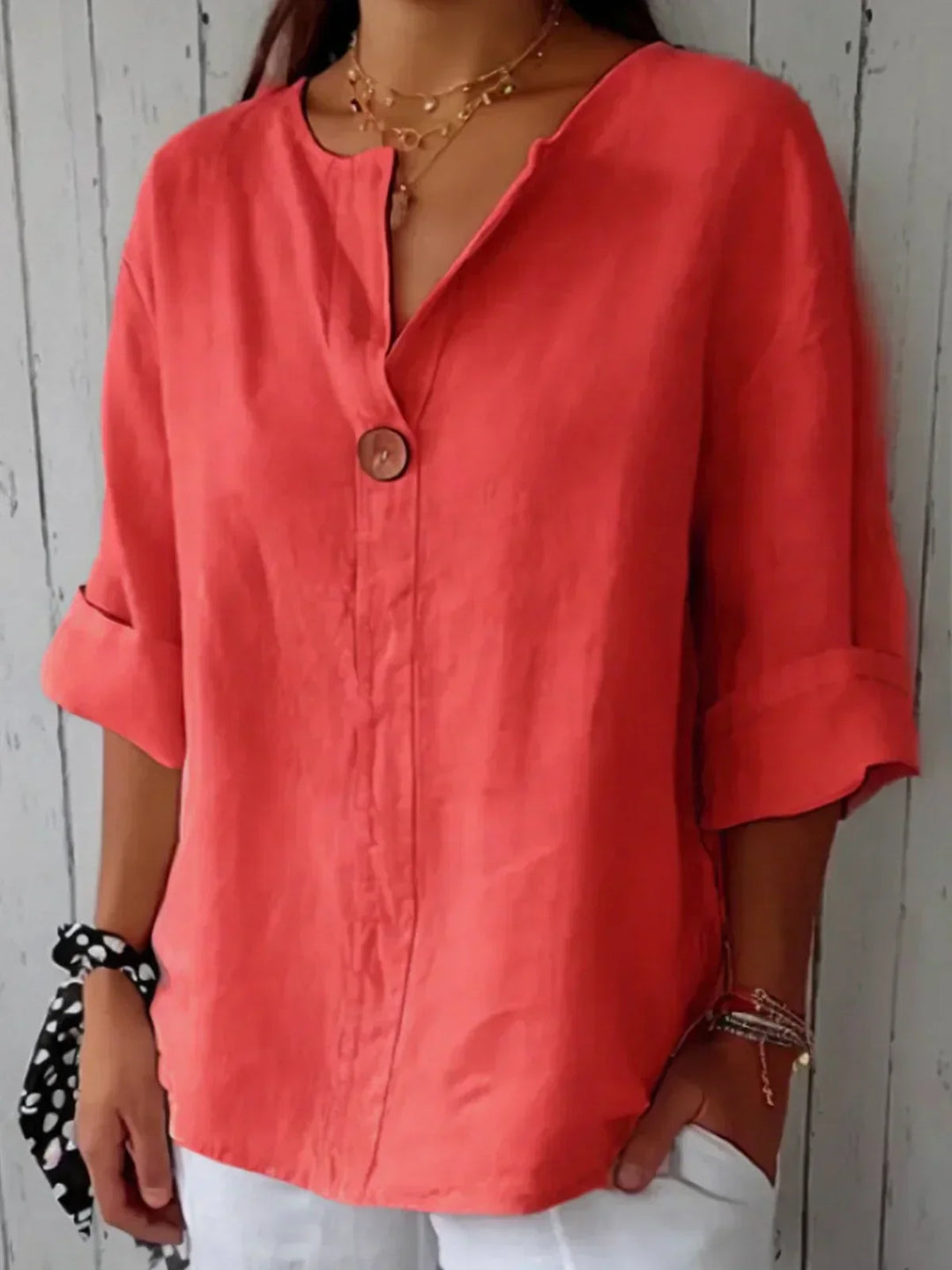 Zoe - Casual Short Sleeve V-Neck Blouse