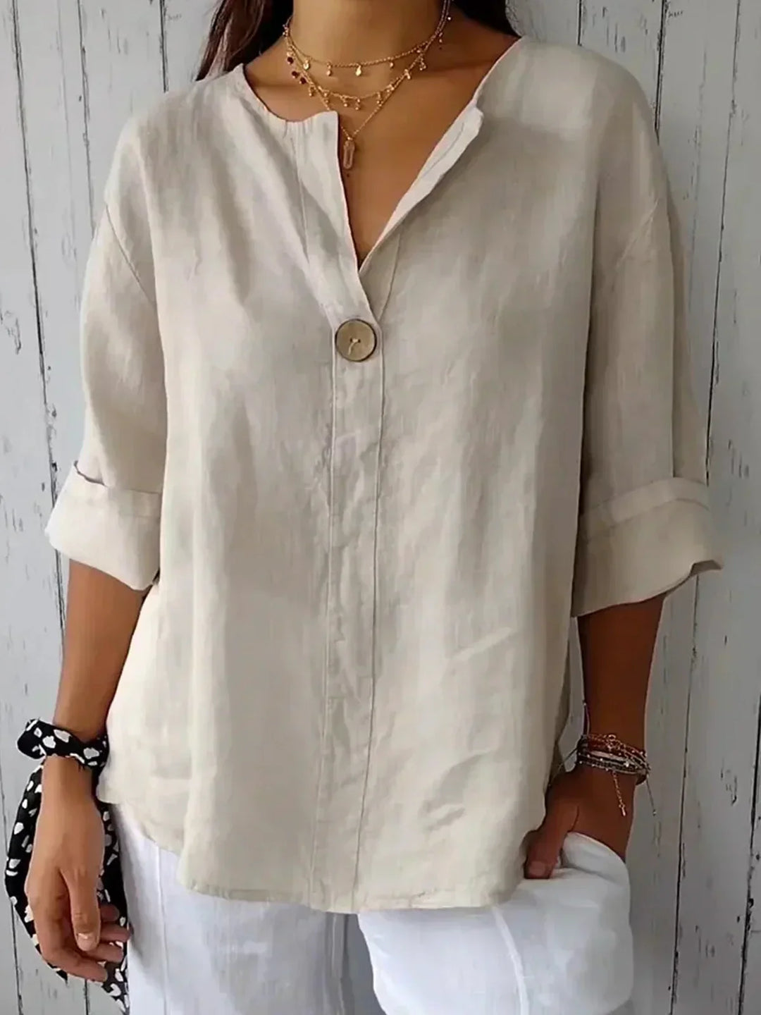 Zoe - Casual Short Sleeve V-Neck Blouse