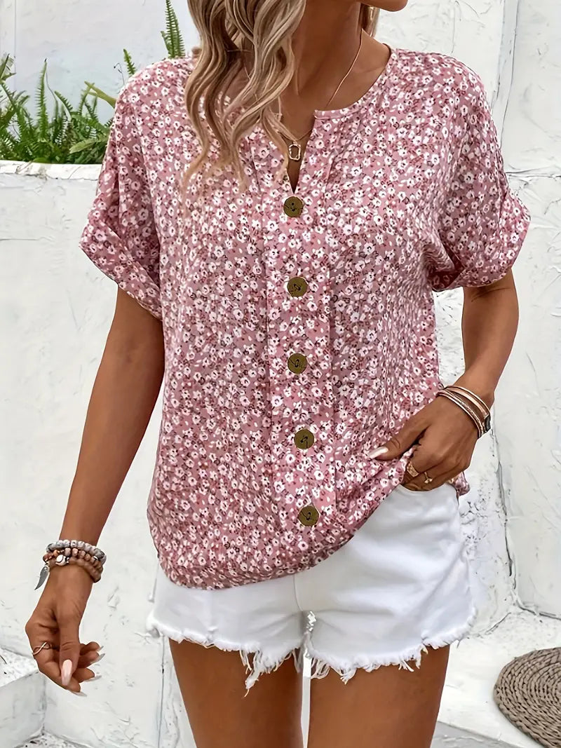 Leilani - Floral Pink Print Blouse