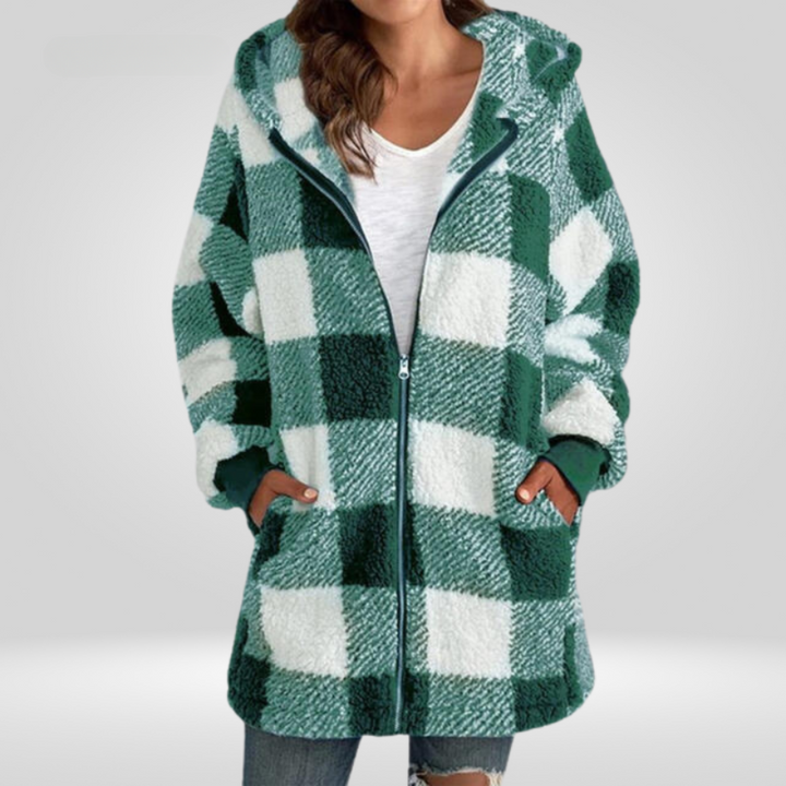 Alice - Cozy Plaid Hooded Zipper Jacket