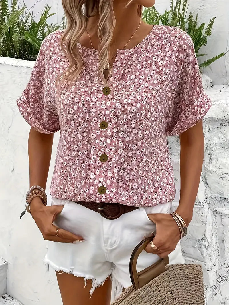 Leilani - Floral Pink Print Blouse