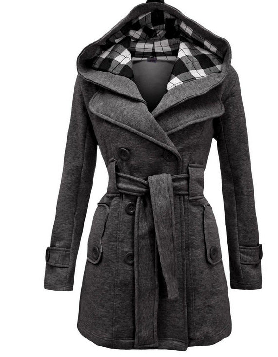 Scarlett - Comfortable Belted Hooded Coat