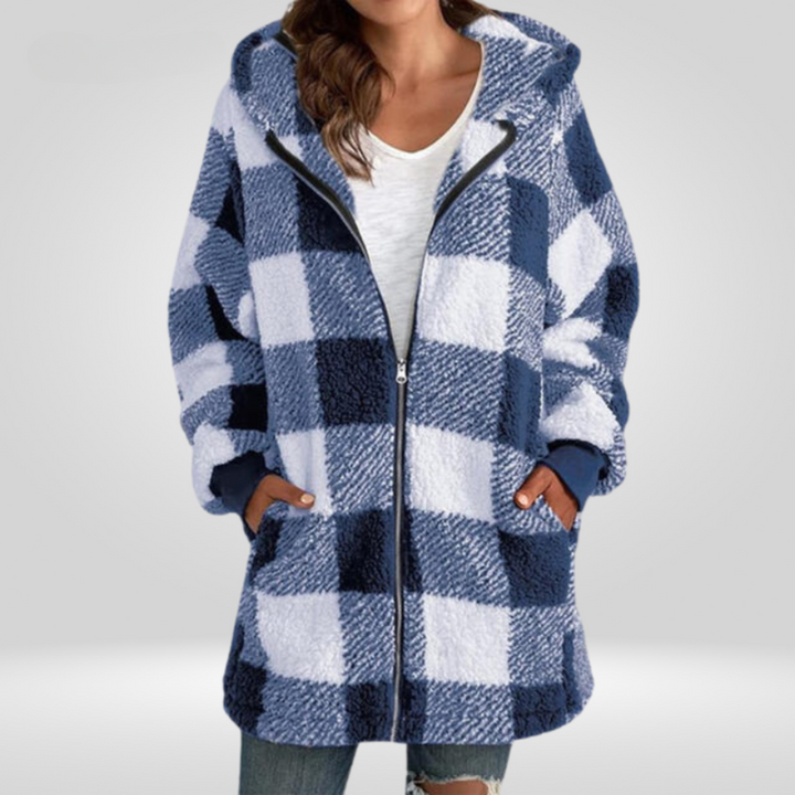 Alice - Cozy Plaid Hooded Zipper Jacket