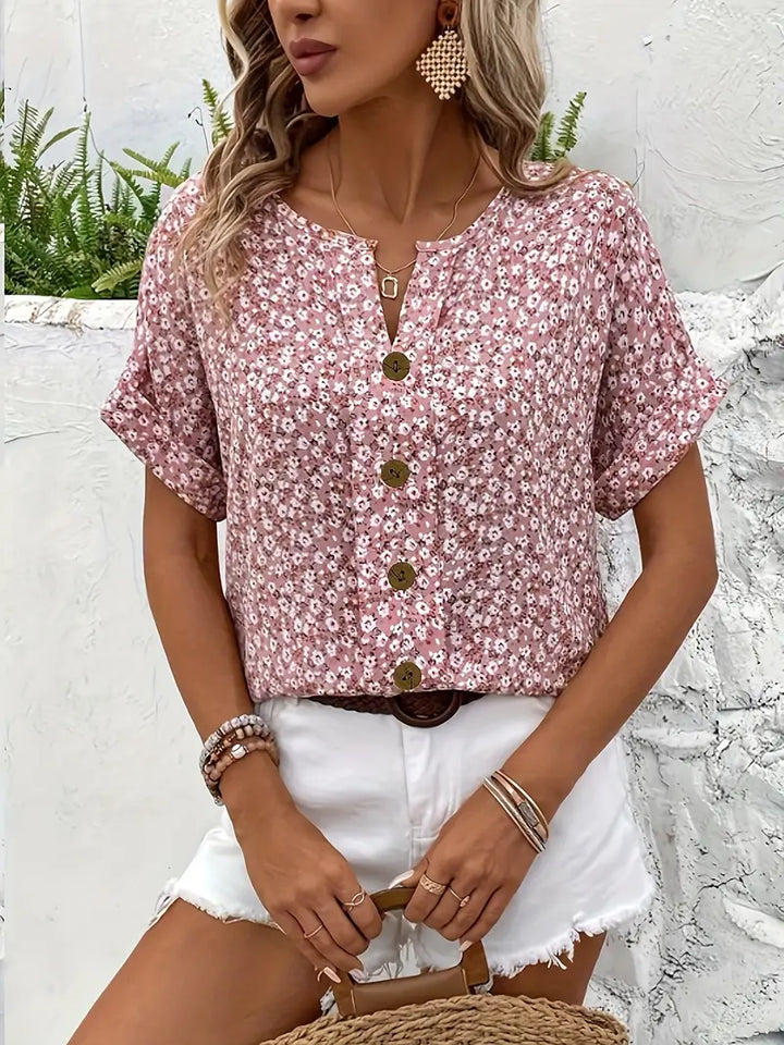 Leilani - Floral Pink Print Blouse