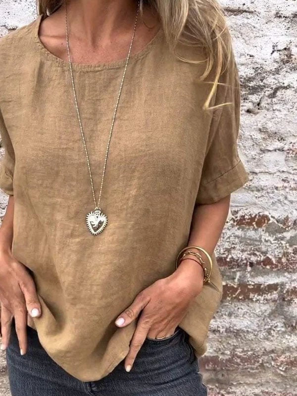 Elena - Summer Loose Crewneck Blouse