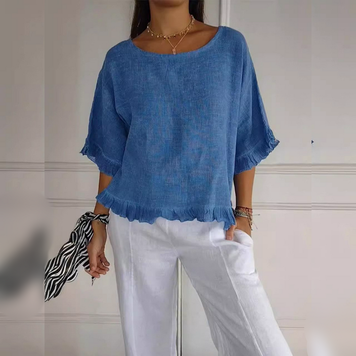 Audrey - Casual Round Neck Mid Sleeve Blouse