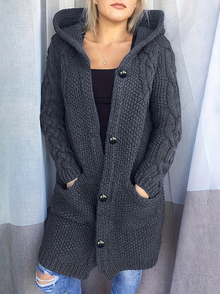 Ava™ Button-Up Hooded Cardigan