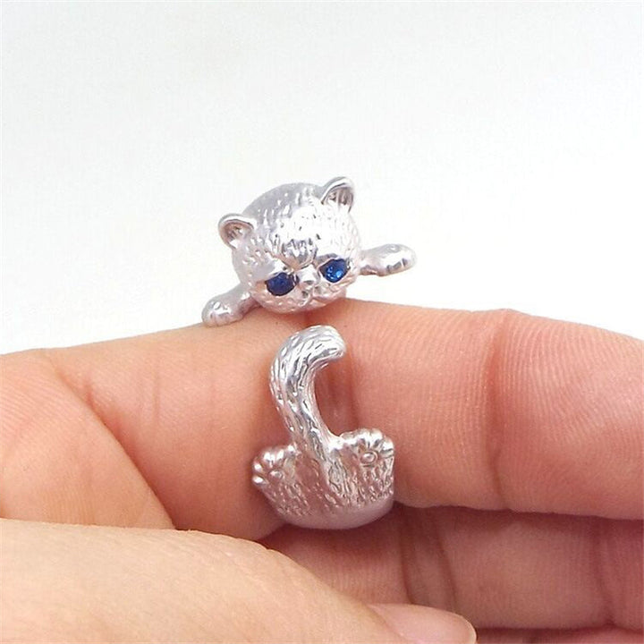 Adjustable Silver 925 Cat Ring