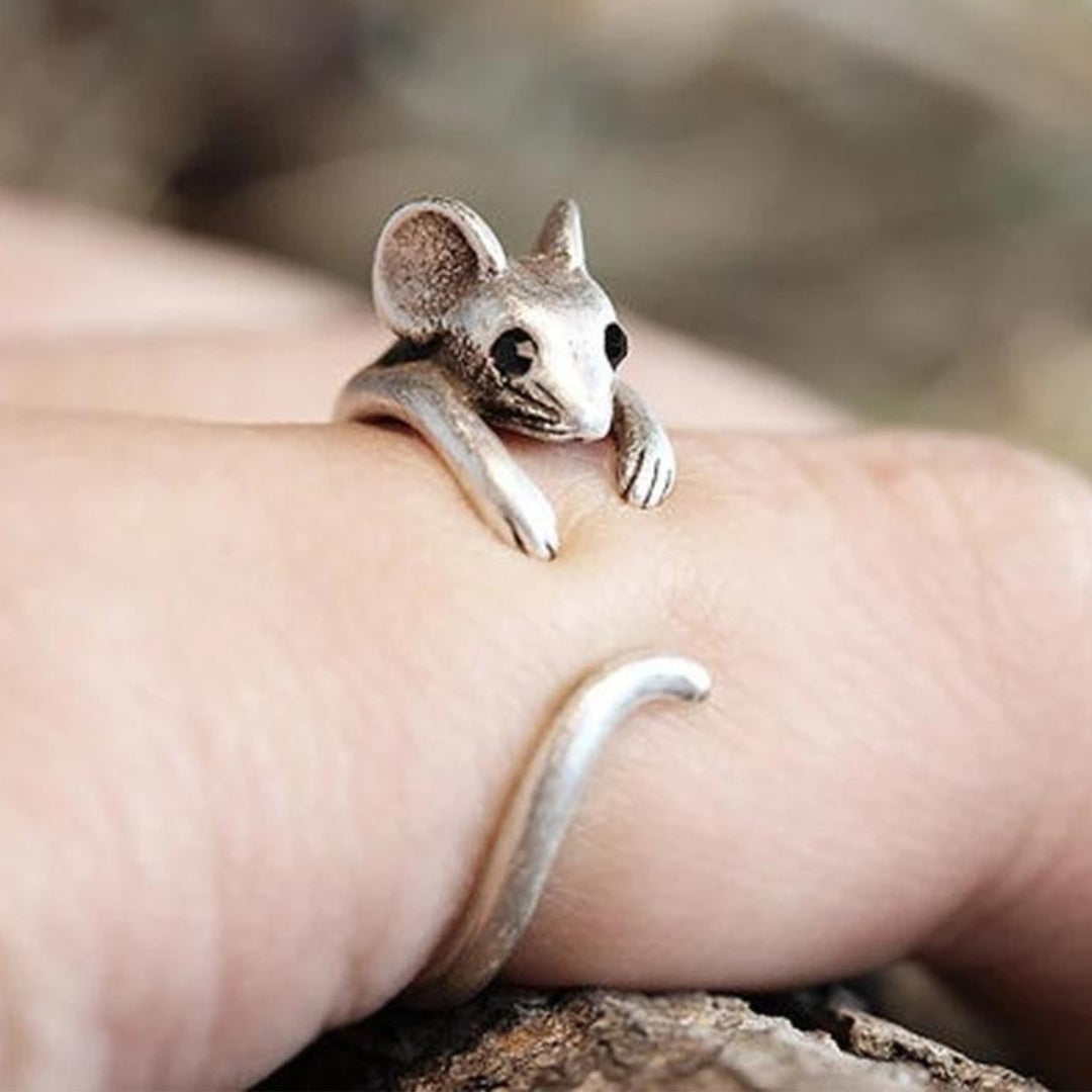 Adjustable Silver Mouse Ring