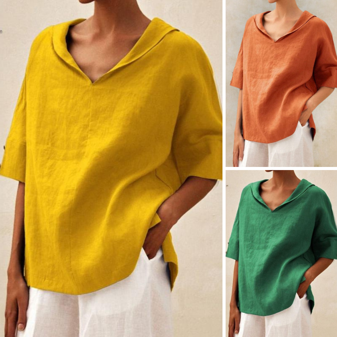 Sadie - Casual V-Neck Mid Sleeve Blouse