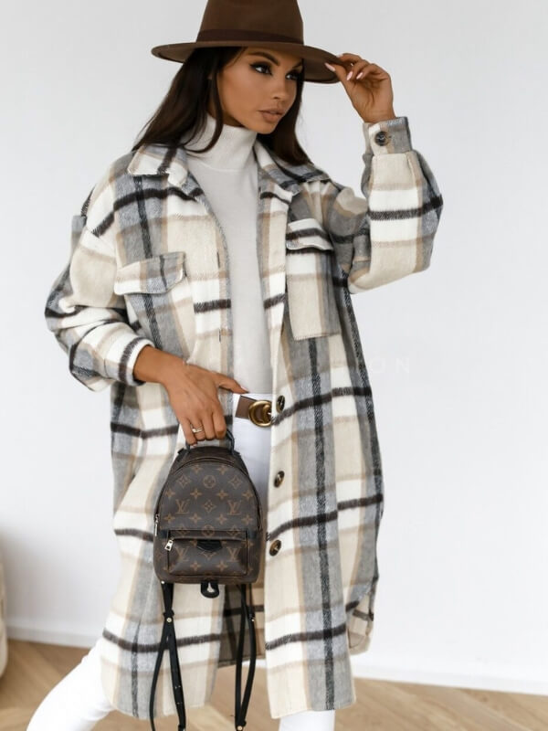 Mila - Cozy Plaid Long Jacket