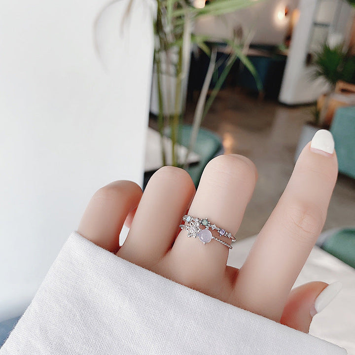 Adjustable Silver Ring with Moonstone