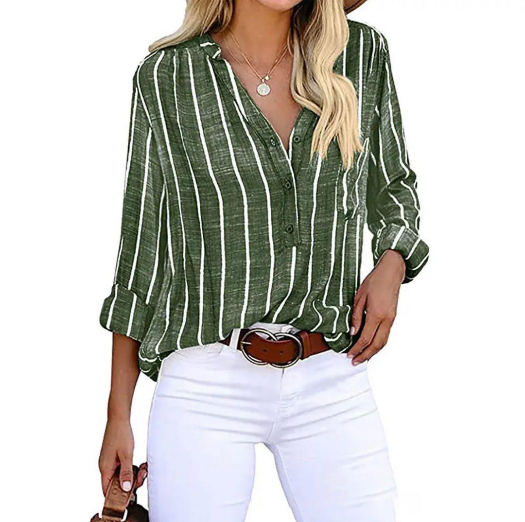 Maria - Casual Striped Long Sleeve Blouse