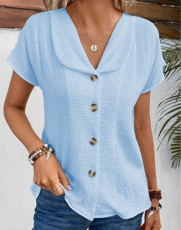 Maya - Stylish Top with Collar and Buttons