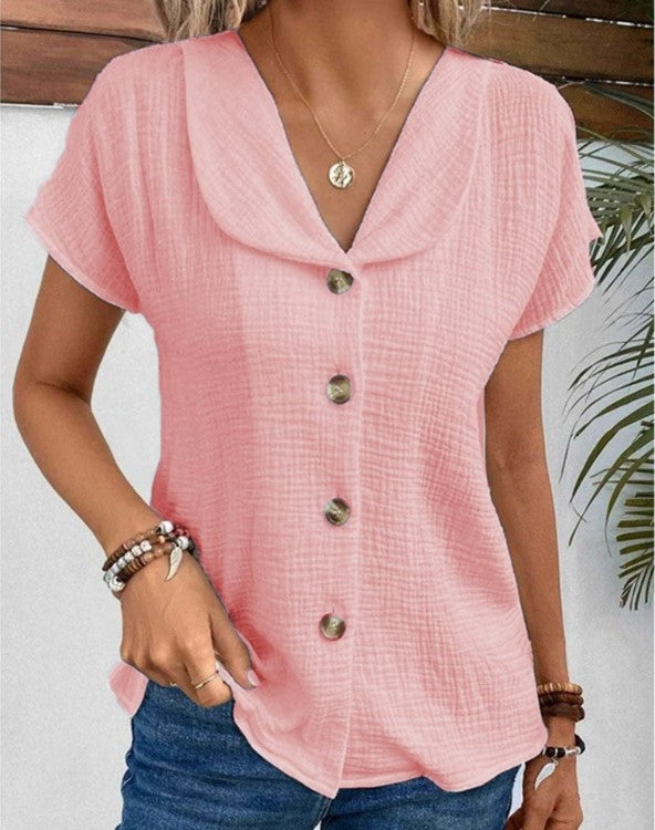 Maya - Stylish Top with Collar and Buttons