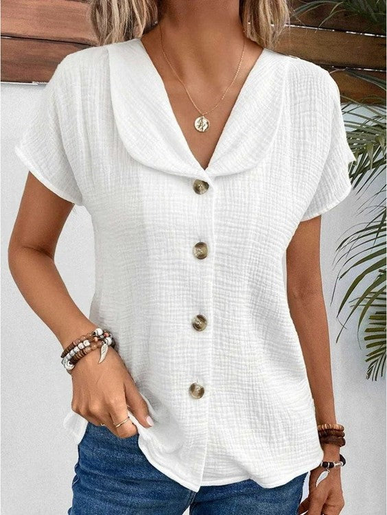 Maya - Stylish Top with Collar and Buttons