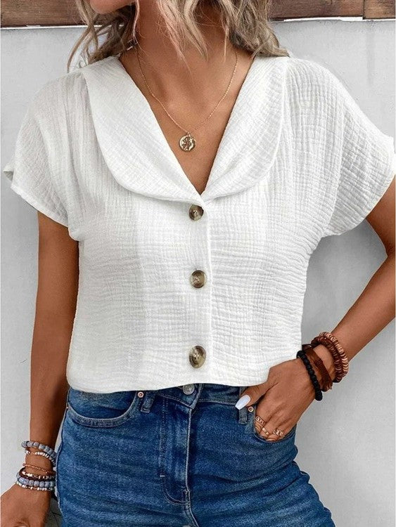 Maya - Stylish Top with Collar and Buttons