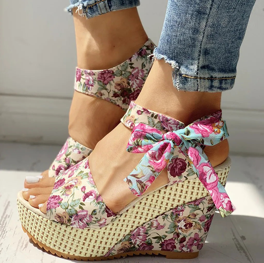 Martina - Floral Wedge Summer Sandal