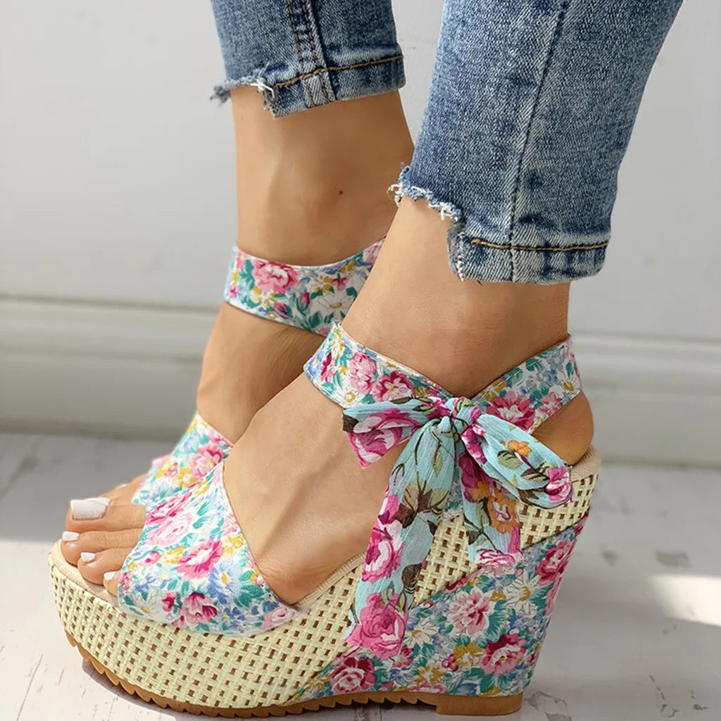 Martina - Floral Wedge Summer Sandal