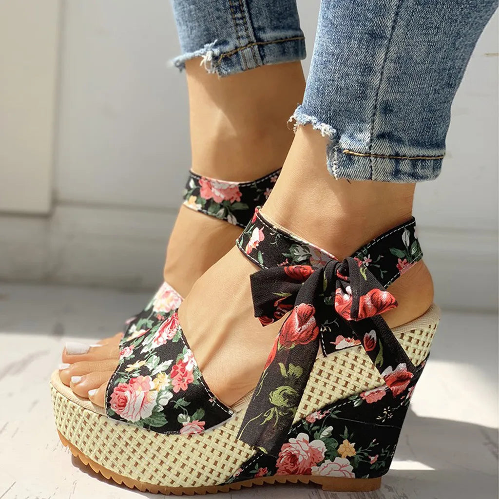 Martina - Floral Wedge Summer Sandal