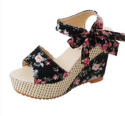 Martina - Floral Wedge Summer Sandal