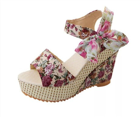 Martina - Floral Wedge Summer Sandal