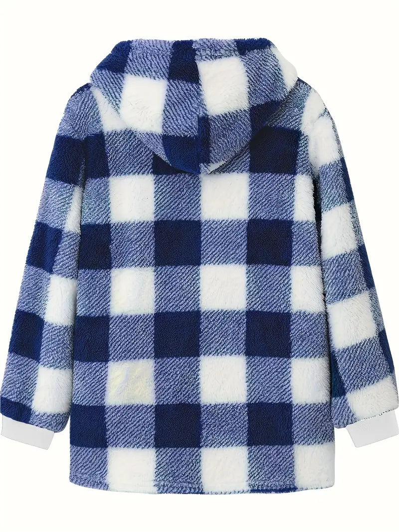 Alice - Cozy Plaid Hooded Zipper Jacket