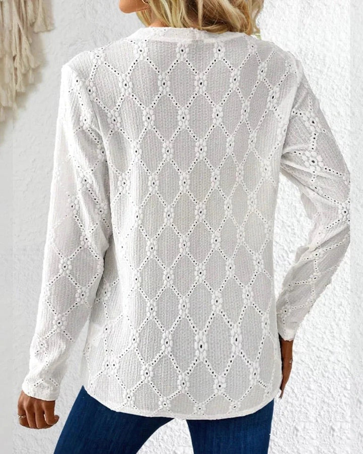 Melanie - Buttoned Eyelet Sweater