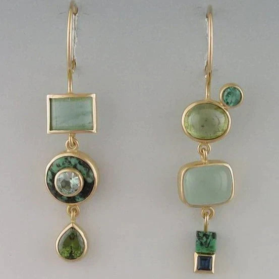 Green dangling earrings