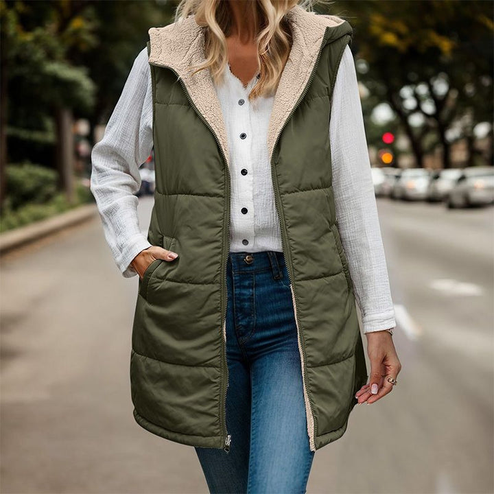 Gianna - Layering Long Hooded Reversible Vest